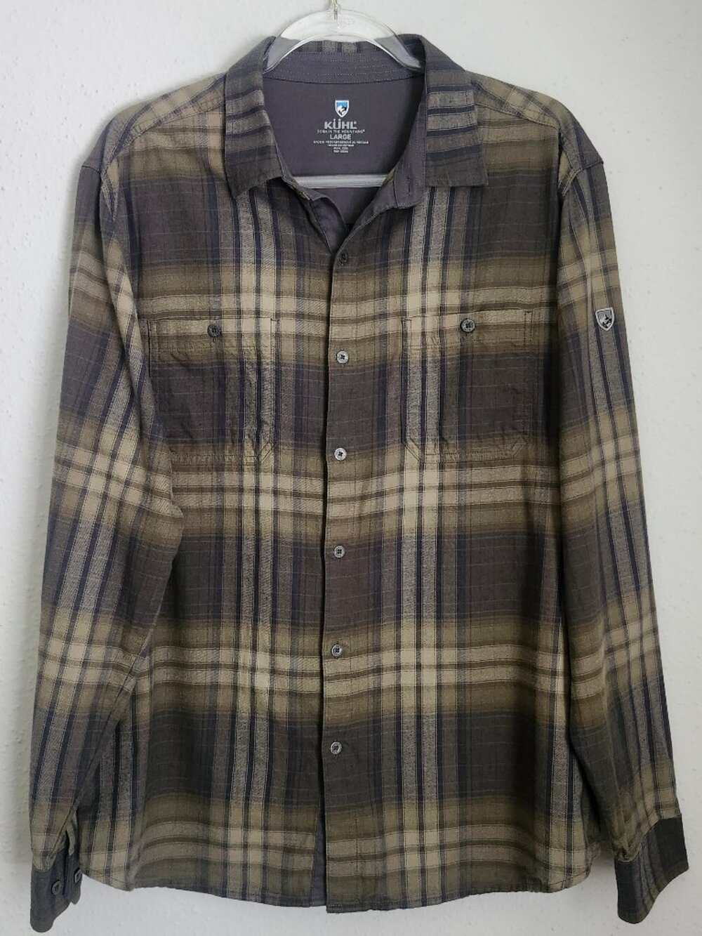 KÜHL Fugitive Cotton Tencel Plaid Flannel In Smokey Sage L